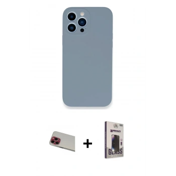 MARSİLYAN™- iPhone 13 Pro Max Kılıf Zirve Modern Özel Seri - Siyah Bilvis Hayalet Cam Ekran Koruyucu + Rainbow Kamera Lens Koruma Cam - KI
