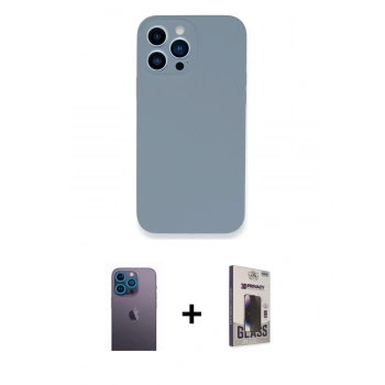 MARSİLYAN™- iPhone 13 Pro Max Kılıf Zirve Modern Özel Seri - Siyah Bilvis Hayalet Cam Ekran Koruyucu + Neon Fosforlu Kamera Lens - MI