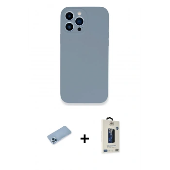 MARSİLYAN™- iPhone 13 Pro Max Kılıf Zirve Modern Özel Seri - Siyah Bilvis Hayalet Cam Ekran Koruyucu + Shine Kamera Lens Koruma Cam - MI