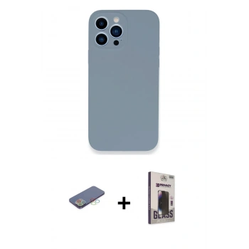 MARSİLYAN™- iPhone 13 Pro Max Kılıf Zirve Modern Özel Seri - Siyah Bilvis Hayalet Cam Ekran Koruyucu + Renkli Kamera Lens Koruma Cam - MI