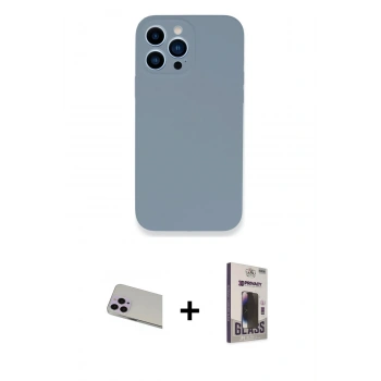 MARSİLYAN™- iPhone 13 Pro Max Kılıf Zirve Modern Özel Seri - Siyah Bilvis Hayalet Cam Ekran Koruyucu + Rainbow Kamera Lens Koruma Cam - MR