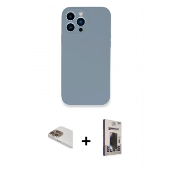 MARSİLYAN™- iPhone 13 Pro Max Kılıf Zirve Modern Özel Seri - Siyah Bilvis Hayalet Cam Ekran Koruyucu + Pers Alüminyum Kamera Lens - GD