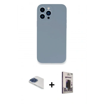 MARSİLYAN™- iPhone 13 Pro Max Kılıf Zirve Modern Özel Seri - Siyah Bilvis Hayalet Cam Ekran Koruyucu + Pers Alüminyum Kamera Lens - LT