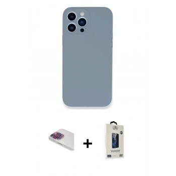 MARSİLYAN™- iPhone 13 Pro Max Kılıf Zirve Modern Özel Seri - Siyah Bilvis Hayalet Cam Ekran Koruyucu + Pers Alüminyum Kamera Lens - GI