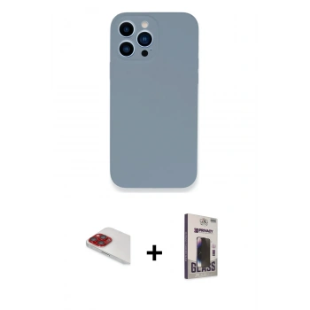 MARSİLYAN™- iPhone 13 Pro Max Kılıf Zirve Modern Özel Seri - Siyah Bilvis Hayalet Cam Ekran Koruyucu + Pers Alüminyum Kamera Lens - KI