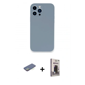MARSİLYAN™- iPhone 13 Pro Max Kılıf Zirve Modern Özel Seri - Siyah Bilvis Hayalet Cam Ekran Koruyucu + Renkli Kamera Lens Koruma Cam - YL