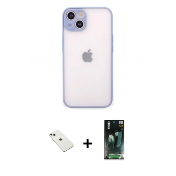 MARSİLYAN™- iPhone 14 Kılıf Ahenk Çizgi Serisi - Şeffaf 360 Full Body Arka Koruyucu + Diamond Kamera Lens - YL