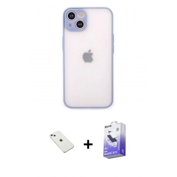 MARSİLYAN™- iPhone 14 Kılıf Ahenk Çizgi Serisi - Siyah Bilvis 5in1 5D Magic Hayalet Cam Ekran Koruyucu + Diamond Kamera Lens - SABE