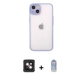 MARSİLYAN™- iPhone 14 Kılıf Ahenk Çizgi Serisi - Siyah Joko Magic 5D Cam + PVD Metal Kamera Lens - PE