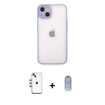 MARSİLYAN™- iPhone 14 Kılıf Ahenk Çizgi Serisi - Siyah Joko Magic 5D Cam + Shine Kamera Lens - GI