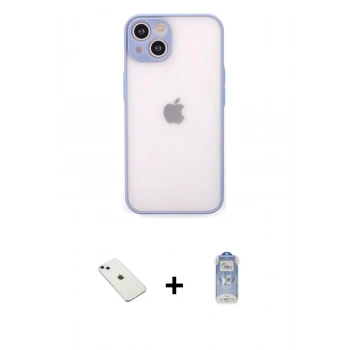 MARSİLYAN™- iPhone 14 Kılıf Ahenk Çizgi Serisi - Siyah Joko Magic 5D Cam + Diamond Kamera Lens - SABE