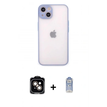 MARSİLYAN™- iPhone 14 Kılıf Ahenk Çizgi Serisi - Siyah Joko Magic 5D Cam + PVD Metal Kamera Lens - TU