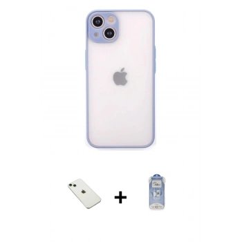 MARSİLYAN™- iPhone 14 Kılıf Ahenk Çizgi Serisi - Siyah Joko Magic 5D Cam + Diamond Kamera Lens - YL