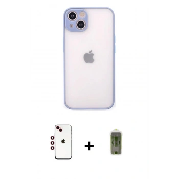 MARSİLYAN™- iPhone 14 Kılıf Ahenk Çizgi Serisi - Siyah Joko Magic 5D Hayalet Cam + Shine Kamera Lens - KI