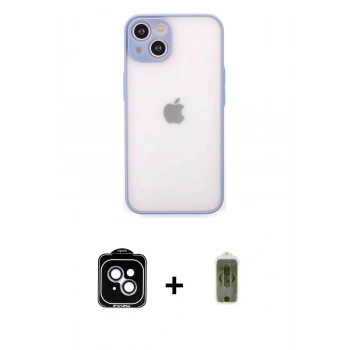 MARSİLYAN™- iPhone 14 Kılıf Ahenk Çizgi Serisi - Siyah Joko Magic 5D Hayalet Cam + PVD Metal Kamera Lens - MI