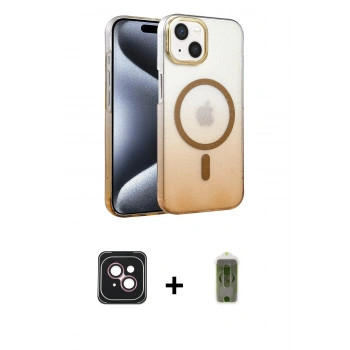 MARSİLYAN™- iPhone 14 Kılıf Ahenk Doku Özel Seri - Siyah Joko Magic 5D Hayalet Cam + PVD Metal Kamera Lens - PE