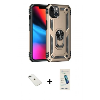 MARSİLYAN™- iPhone 14 Kılıf Ahenk Klasik Koleksiyonu - Şeffaf Pasifik Cam Ekran Koruyucu + Diamond Kamera Lens - SABE