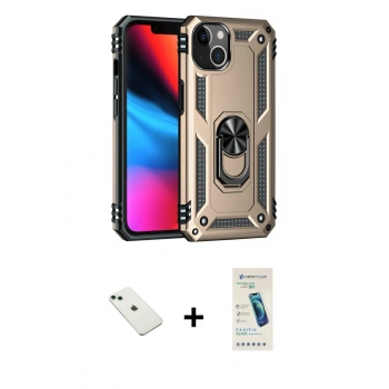 MARSİLYAN™- iPhone 14 Kılıf Ahenk Klasik Koleksiyonu - Şeffaf Pasifik Cam Ekran Koruyucu + Diamond Kamera Lens - YL