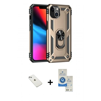 MARSİLYAN™- iPhone 14 Kılıf Ahenk Klasik Koleksiyonu - Şeffaf Royal Nano Ekran Koruyucu + Diamond Kamera Lens - SABE