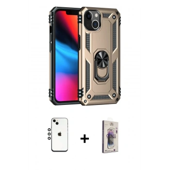 MARSİLYAN™- iPhone 14 Kılıf Ahenk Klasik Koleksiyonu - Siyah Bilvis 3D Cam Ekran Koruyucu + Shine Kamera Lens - GS