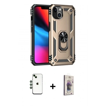 MARSİLYAN™- iPhone 14 Kılıf Ahenk Klasik Koleksiyonu - Siyah Bilvis 3D Cam Ekran Koruyucu + Shine Kamera Lens - YL