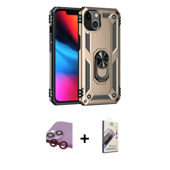 MARSİLYAN™- iPhone 14 Kılıf Ahenk Klasik Koleksiyonu - Siyah Bilvis 3D Mat Cam Ekran Koruyucu + Raze Metal Kamera Lens - KI