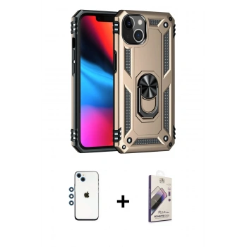 MARSİLYAN™- iPhone 14 Kılıf Ahenk Klasik Koleksiyonu - Siyah Bilvis 3D Mat Cam Ekran Koruyucu + Shine Kamera Lens - MI