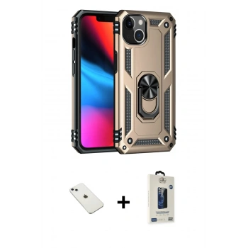 MARSİLYAN™- iPhone 14 Kılıf Ahenk Klasik Koleksiyonu - Siyah Bilvis Hayalet Cam Ekran Koruyucu + Diamond Kamera Lens - SABE