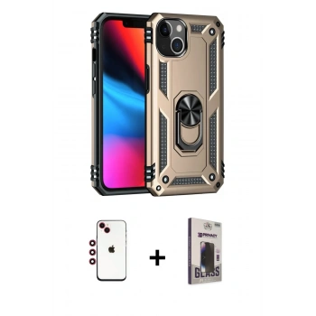 MARSİLYAN™- iPhone 14 Kılıf Ahenk Klasik Koleksiyonu - Siyah Bilvis Hayalet Cam Ekran Koruyucu + Shine Kamera Lens - KI