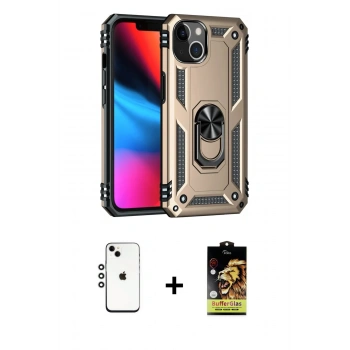 MARSİLYAN™- iPhone 14 Kılıf Ahenk Klasik Koleksiyonu - Siyah Buffer Cam Ekran Koruyucu + Shine Kamera Lens - GS