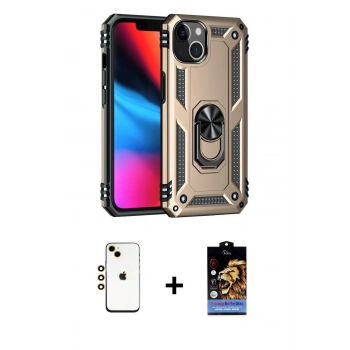 MARSİLYAN™- iPhone 14 Kılıf Ahenk Klasik Koleksiyonu - Siyah Buffer Hayalet Cam Ekran Koruyucu + Shine Kamera Lens - GD