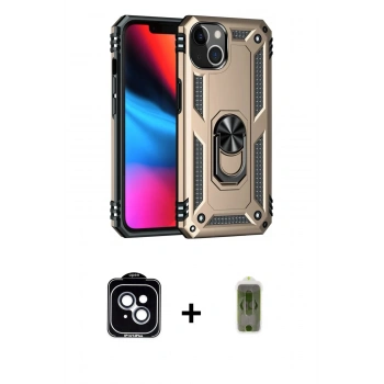 MARSİLYAN™- iPhone 14 Kılıf Ahenk Klasik Koleksiyonu - Siyah Joko Magic 5D Hayalet Cam + PVD Metal Kamera Lens - MI