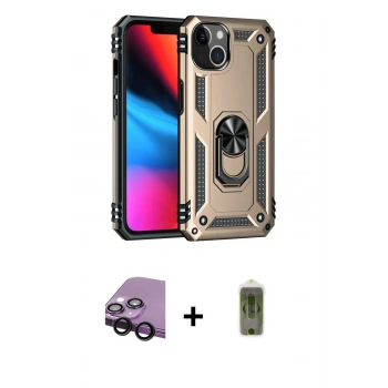 MARSİLYAN™- iPhone 14 Kılıf Ahenk Klasik Koleksiyonu - Siyah Joko Magic 5D Hayalet Cam + Raze Metal Kamera Lens - SH