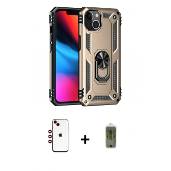 MARSİLYAN™- iPhone 14 Kılıf Ahenk Klasik Koleksiyonu - Siyah Joko Magic 5D Hayalet Cam + Shine Kamera Lens - KI