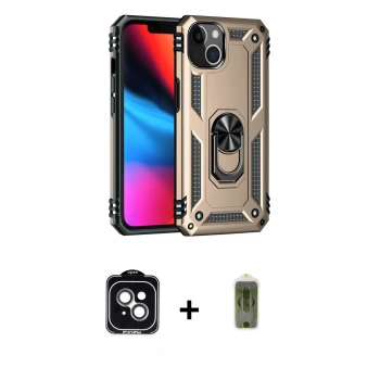 MARSİLYAN™- iPhone 14 Kılıf Ahenk Klasik Koleksiyonu - Siyah Joko Magic 5D Hayalet Cam + PVD Metal Kamera Lens - YL