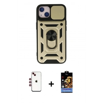 MARSİLYAN™- iPhone 14 Kılıf Ahenk Klasik - Siyah Buffer Hayalet Cam Ekran Koruyucu + Shine Kamera Lens - KI