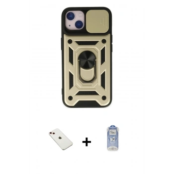 MARSİLYAN™- iPhone 14 Kılıf Ahenk Klasik - Siyah Joko Magic 5D Cam + Diamond Kamera Lens - KI