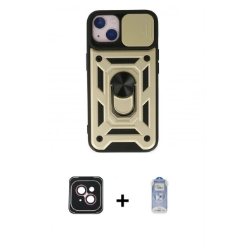 MARSİLYAN™- iPhone 14 Kılıf Ahenk Klasik - Siyah Joko Magic 5D Cam + PVD Metal Kamera Lens - PE