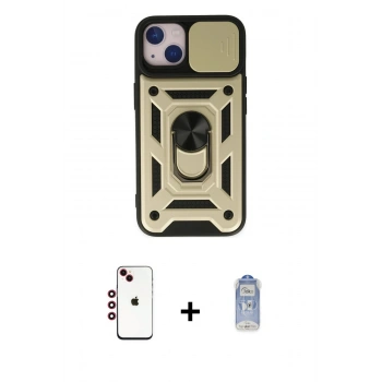 MARSİLYAN™- iPhone 14 Kılıf Ahenk Klasik - Siyah Joko Magic 5D Cam + Shine Kamera Lens - KI