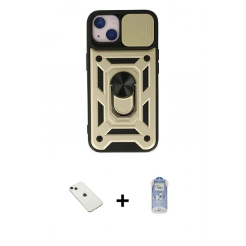 MARSİLYAN™- iPhone 14 Kılıf Ahenk Klasik - Siyah Joko Magic 5D Cam + Diamond Kamera Lens - YL