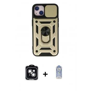MARSİLYAN™- iPhone 14 Kılıf Ahenk Klasik - Siyah Joko Magic 5D Cam + PVD Metal Kamera Lens - YL