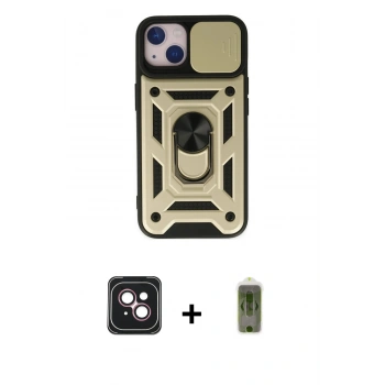 MARSİLYAN™- iPhone 14 Kılıf Ahenk Klasik - Siyah Joko Magic 5D Hayalet Cam + PVD Metal Kamera Lens - PE