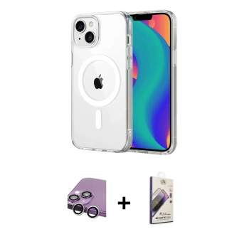 MARSİLYAN™- iPhone 14 Kılıf Ahenk Minimal Serisi - Siyah Bilvis 3D Mat Cam Ekran Koruyucu + Raze Metal Kamera Lens - GS