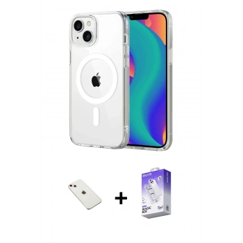 MARSİLYAN™- iPhone 14 Kılıf Ahenk Minimal Serisi - Siyah Bilvis 5in1 3D Magic Cam Ekran Koruyucu + Diamond Kamera Lens - PE