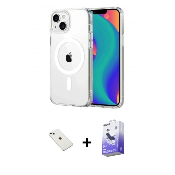 MARSİLYAN™- iPhone 14 Kılıf Ahenk Minimal Serisi - Siyah Bilvis 5in1 5D Magic Hayalet Cam Ekran Koruyucu + Diamond Kamera Lens - SABE