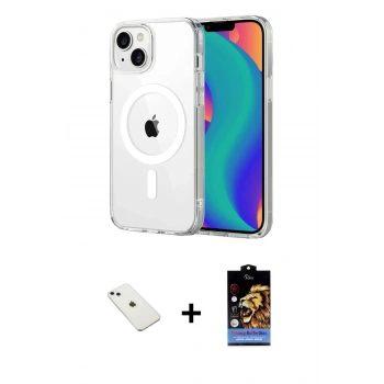 MARSİLYAN™- iPhone 14 Kılıf Ahenk Minimal Serisi - Siyah Buffer Hayalet Cam Ekran Koruyucu + Diamond Kamera Lens - SABE