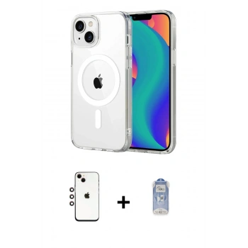 MARSİLYAN™- iPhone 14 Kılıf Ahenk Minimal Serisi - Siyah Joko Magic 5D Cam + Shine Kamera Lens - GI