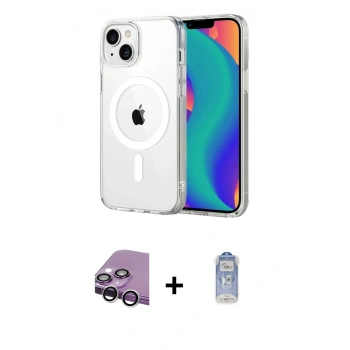 MARSİLYAN™- iPhone 14 Kılıf Ahenk Minimal Serisi - Siyah Joko Magic 5D Cam + Raze Metal Kamera Lens - GS