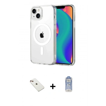MARSİLYAN™- iPhone 14 Kılıf Ahenk Minimal Serisi - Siyah Joko Magic 5D Cam + Diamond Kamera Lens - KI