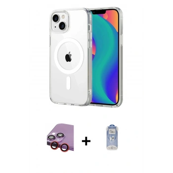MARSİLYAN™- iPhone 14 Kılıf Ahenk Minimal Serisi - Siyah Joko Magic 5D Cam + Raze Metal Kamera Lens - KI